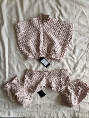 Textured Dusty Pink Two-Piece Set